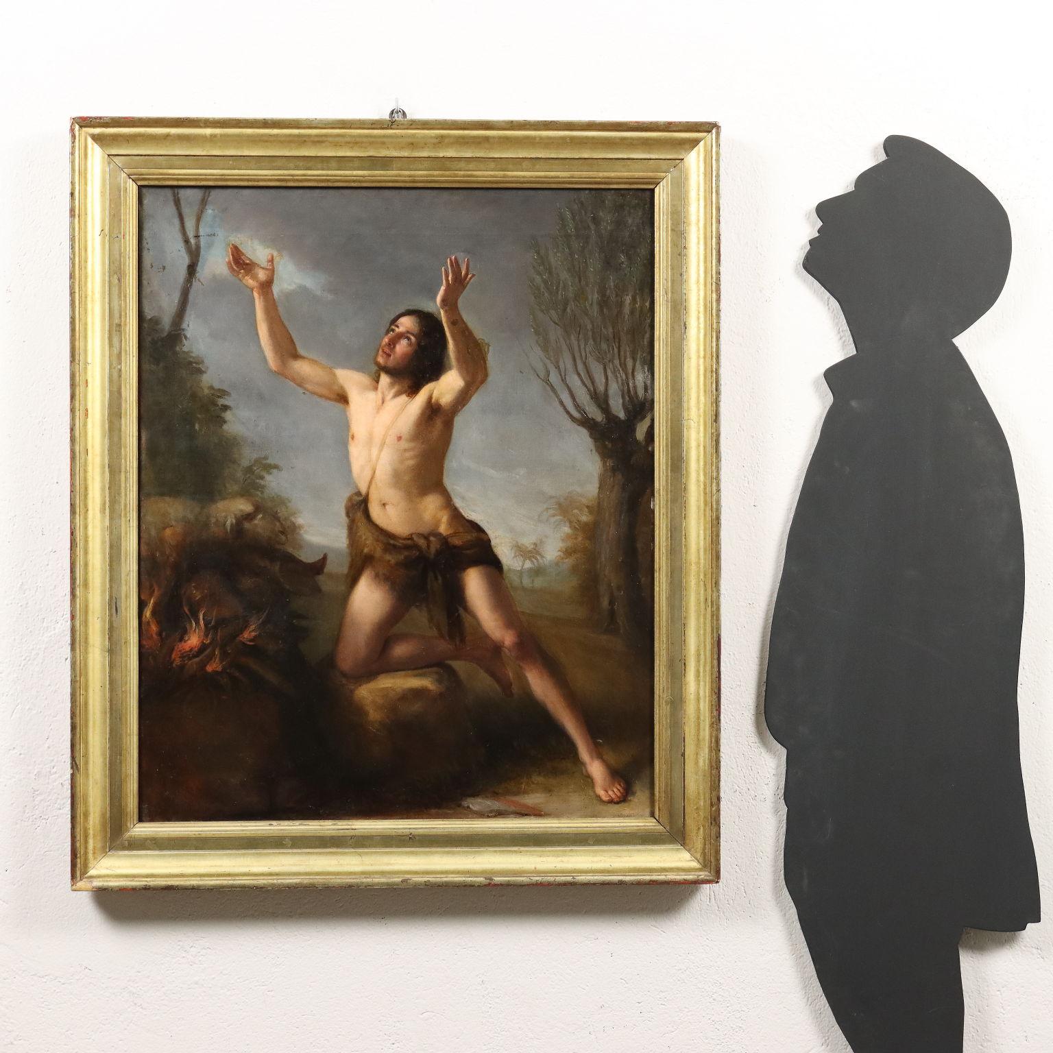 Öl auf Leinwand. 
Das Gemälde wurde früher Felice Schiavoni zugeschrieben, da eine später gefundene Signatur vorhanden war.
Die Szene bezieht sich auf eine biblische Episode aus dem Buch Genesis, in der die ersten beiden Kinder von Adam und Eva