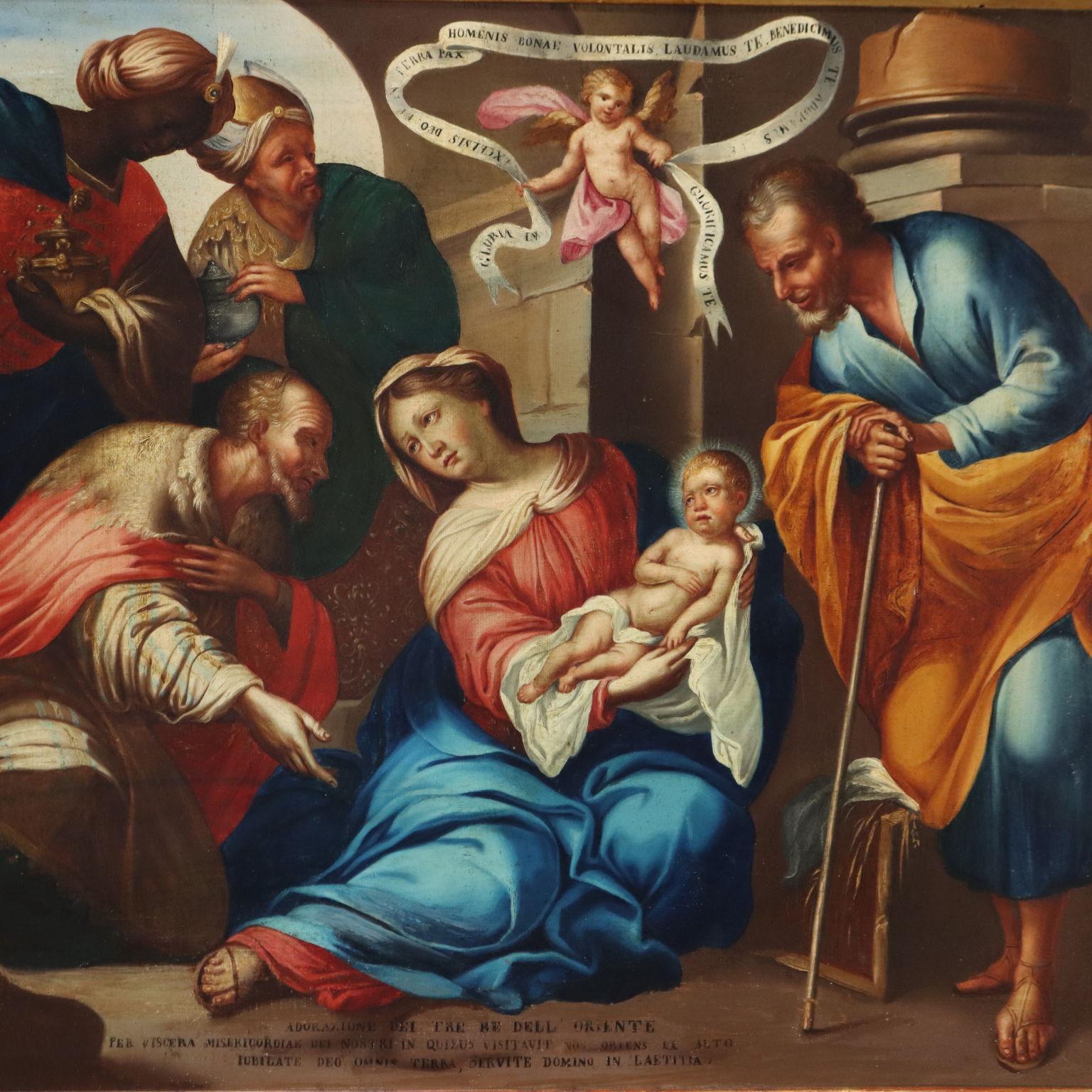 Dipinto Adorazione dei Magi fine 700 - Painting Altro stile artistico di Unknown