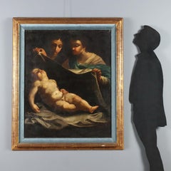Painting Adoration of the Child Oil on canvas. Bolognese school of the late 17th century.