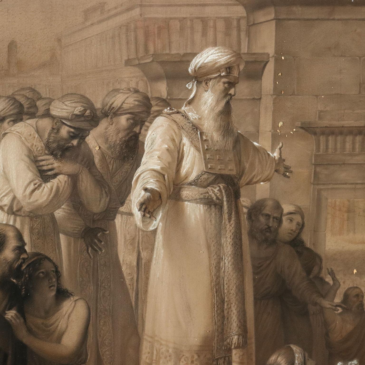 Gemälde Alexander der Große erobert Jerusalem 19. Jahrhundert (Black), Figurative Painting, von Unknown