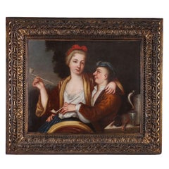 Antique Painting Allegory of Pleasures 18th century