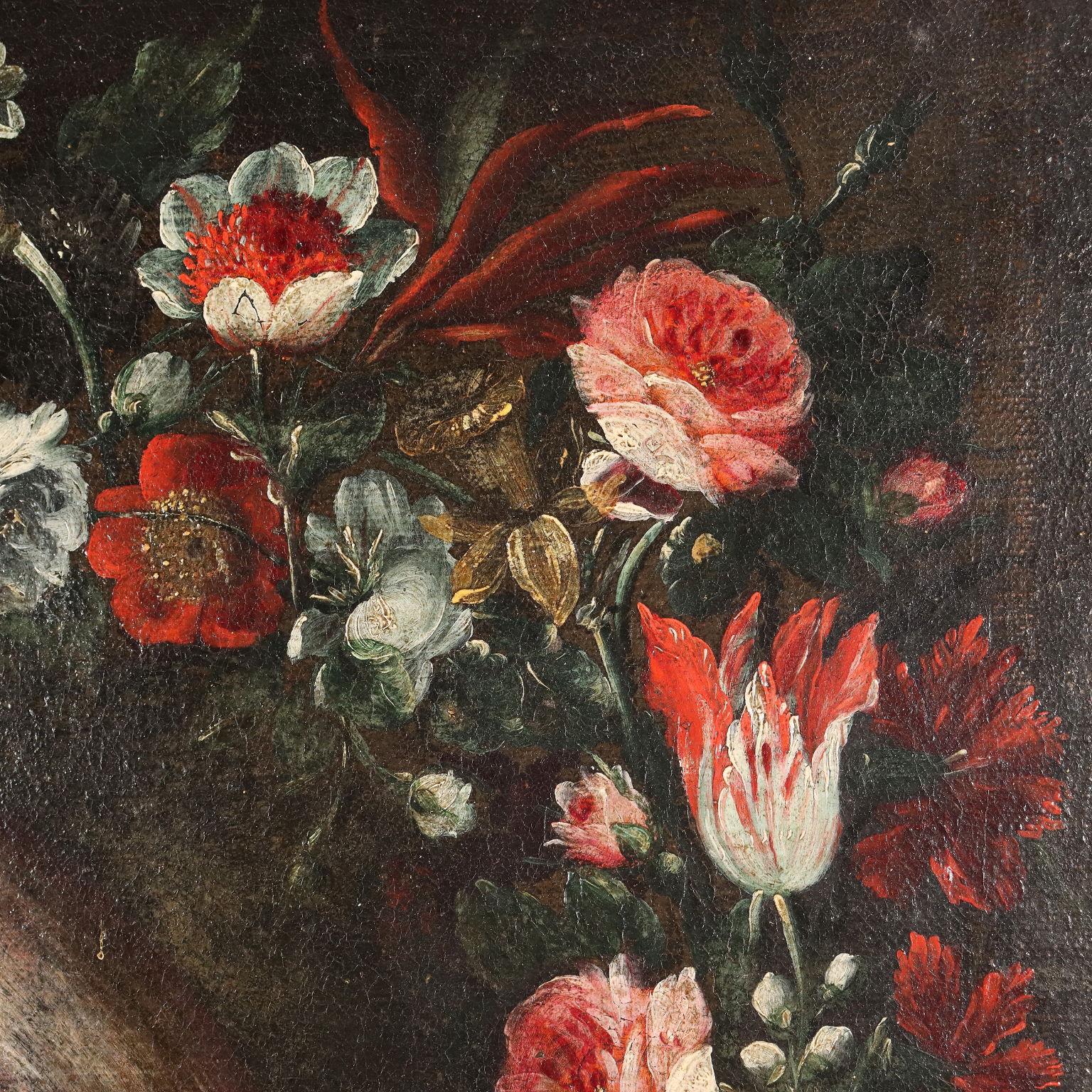 Dipinto Angelo custode in Ghirlanda di Fiori XVII secolo in vendita 2