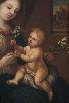 Antique painting Madonna and Child. Lombardy 18th century.