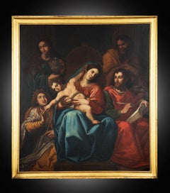 Peinture à l'huile ancienne sur toile 18ème siècle Naples