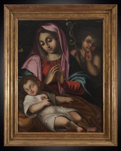 Ancienne peinture à l'huile sur toile de Bologne 17ème siècle.