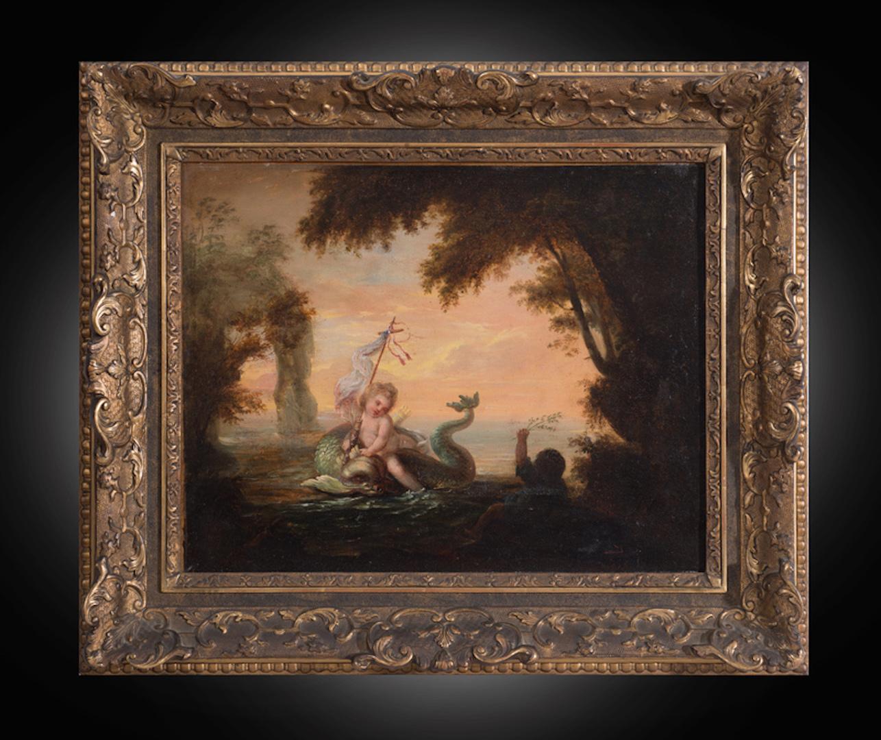 Unknown Figurative Painting - Antique oil on canvas painting Signed and dated 1848.