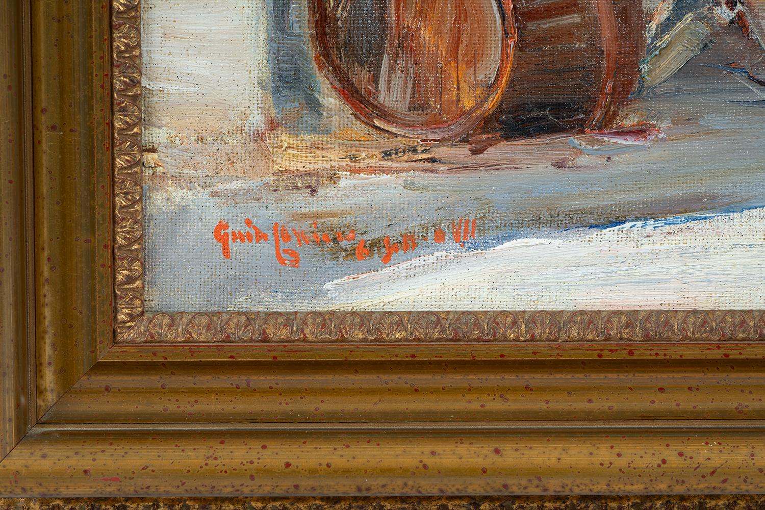 Antikes Gemälde in Öl auf Leinwand, signiert 