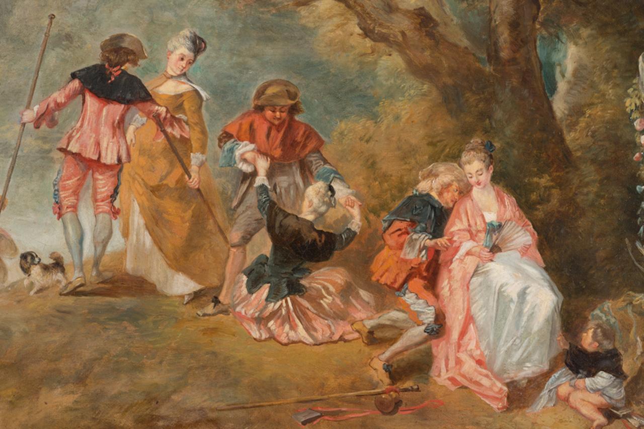 Peinture ancienne à l'huile sur toile France 19ème siècle. - Painting de Unknown
