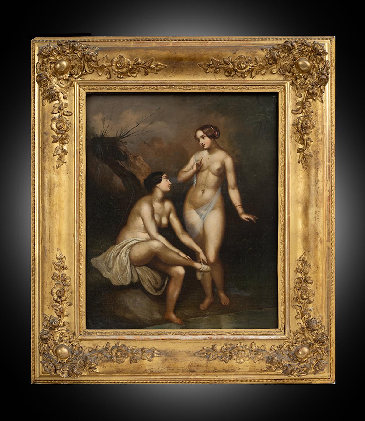 Figurative Painting Unknown - Huile ancienne sur toile Napoléon III Français