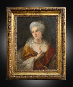 Antique oil on canvas painting Naples 18th century.