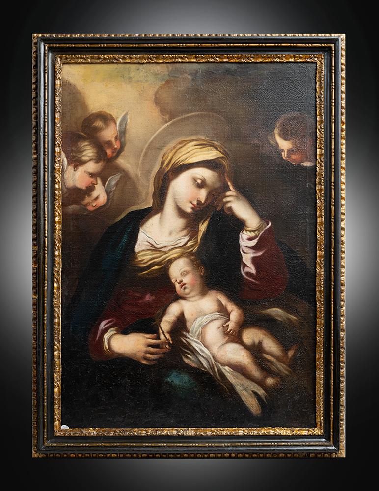 Unknown - Antique oil on canvas painting depicting Madonna and Child ...