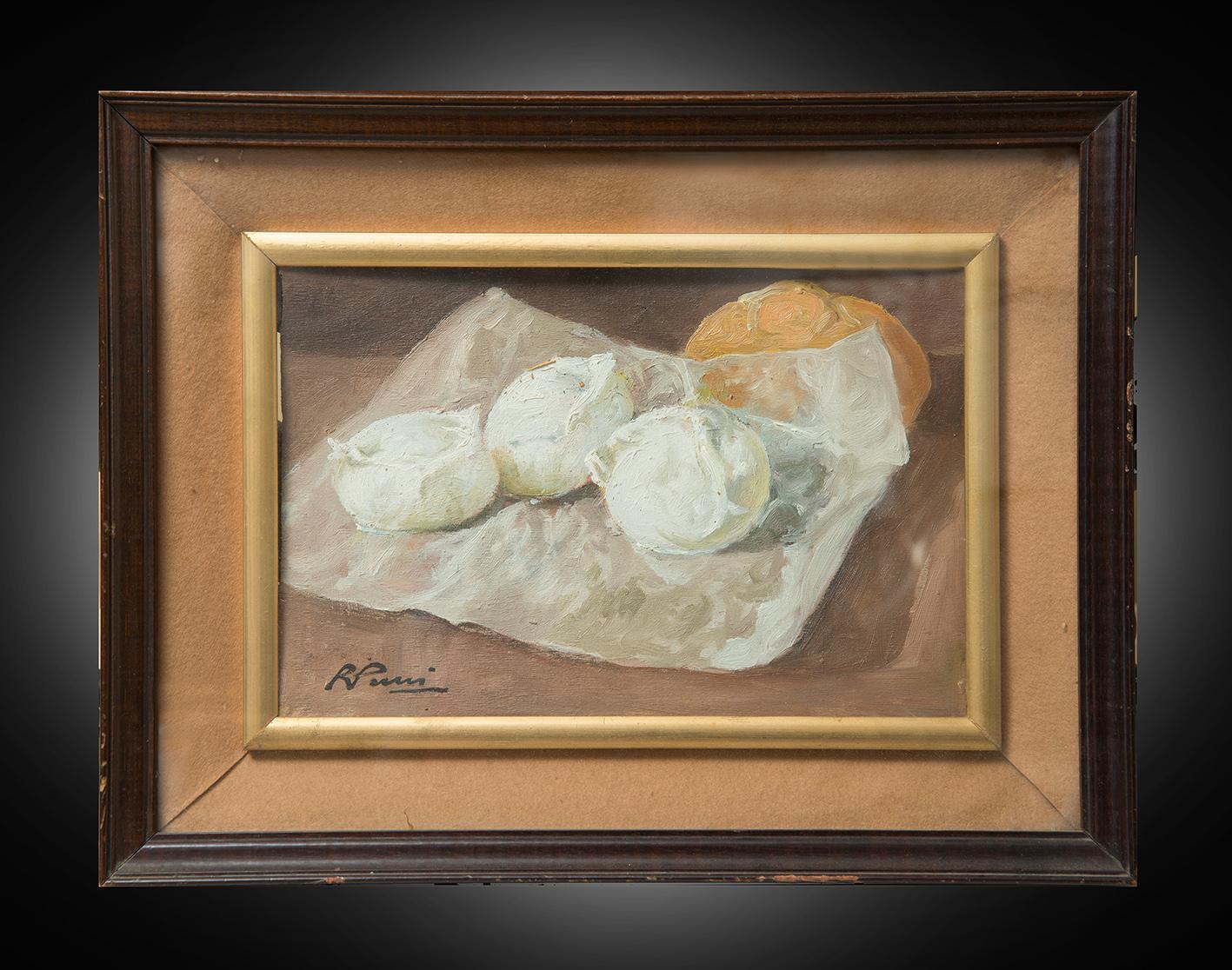 Unknown Still-Life Painting - Antique oil on canvas painting depicting Still Life signed "Raffaele Pucci."