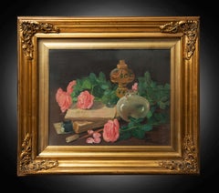 Antique oil on canvas painting depicting Still Life signed "Raffaele Pucci"