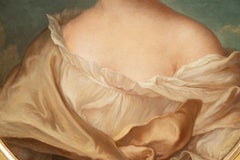 Antique oil on canvas painting depicting portrait of noblewoman. France 19th cent