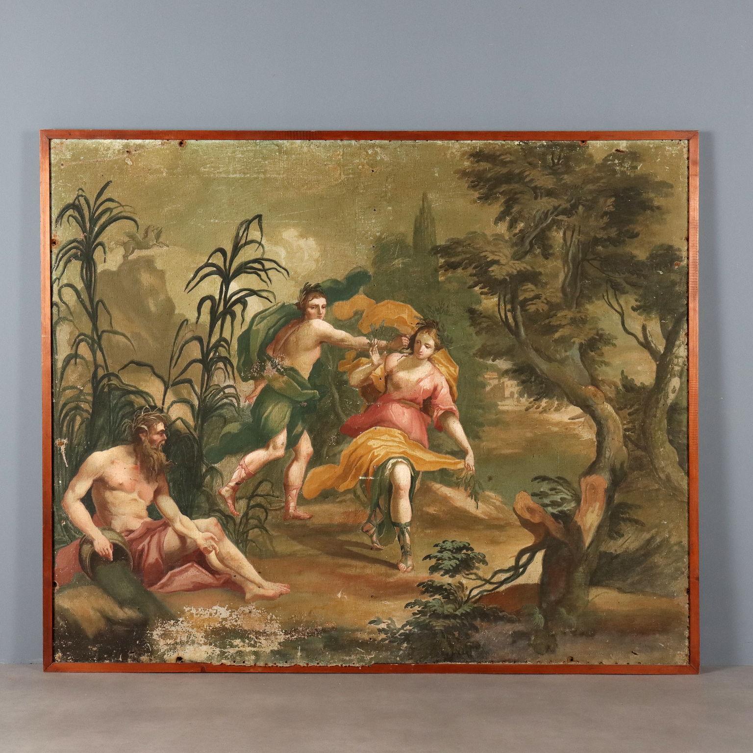 Figurative Painting Unknown - Peinture Apollon et Daphné 18e siècle
