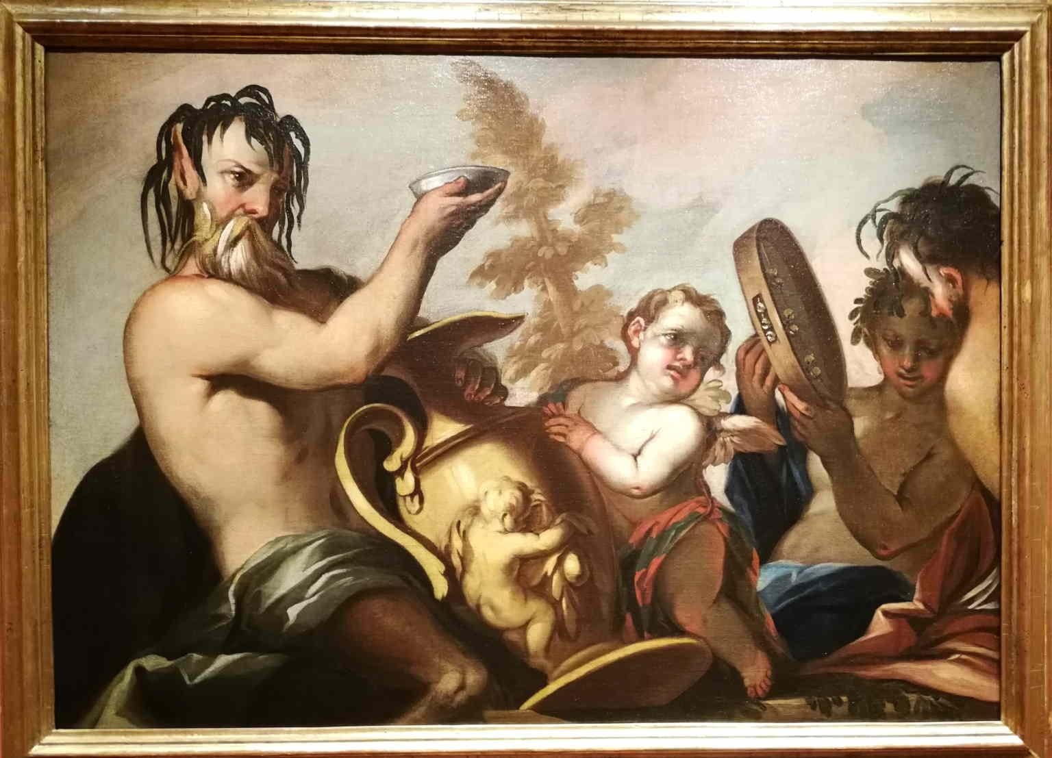 Venetian 17th century baroque painting of mythological theme oil on canvas - Painting by Unknown