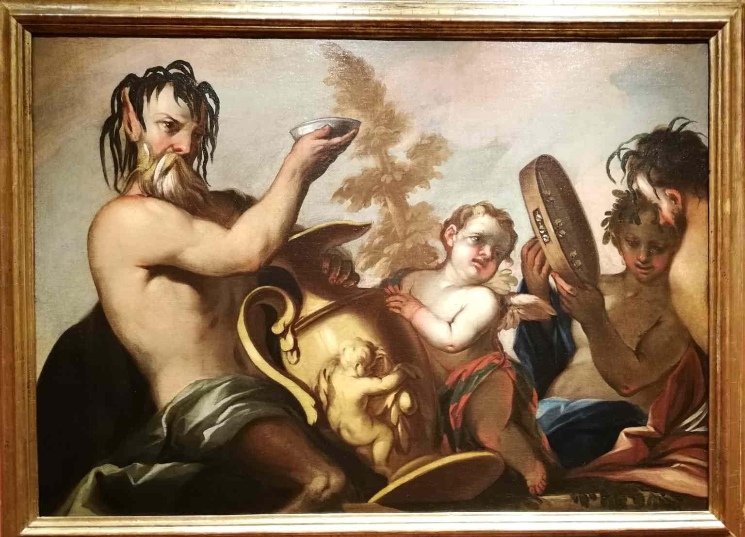 Figurative Painting de Unknown - Pintura barroca veneciana del siglo XVII con tema mitológico óleo sobre lienzo