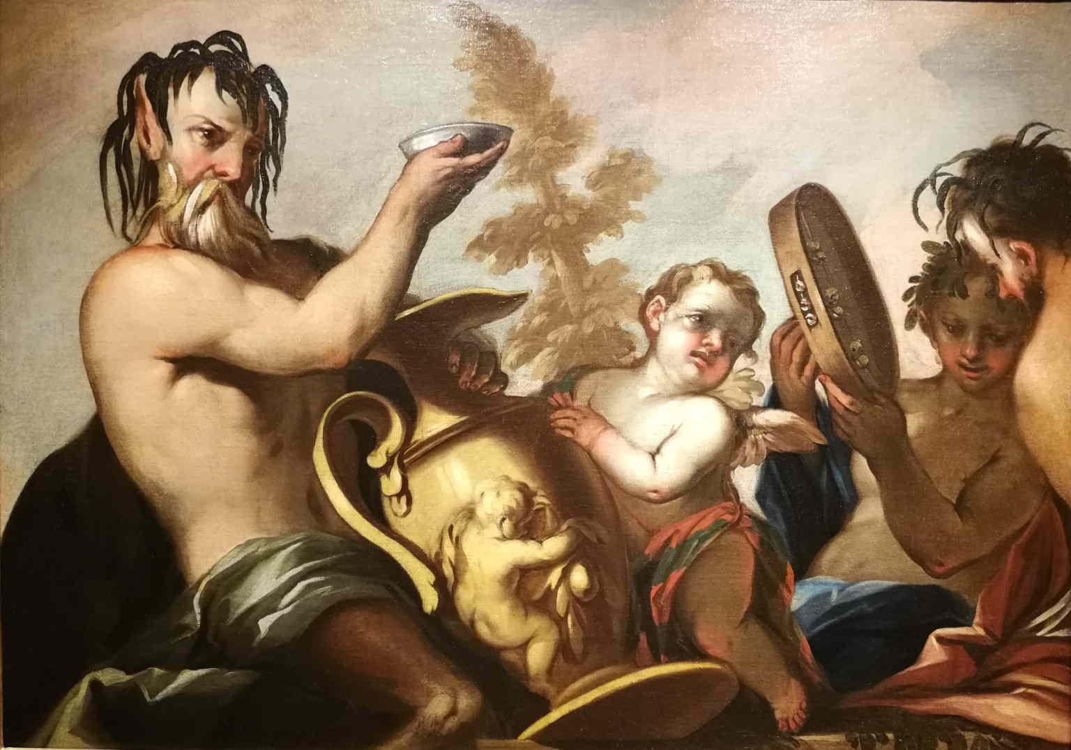 Peinture baroque vénitienne du XVIIe siècle à thème mythologique huile sur toile - Baroque Painting par Unknown