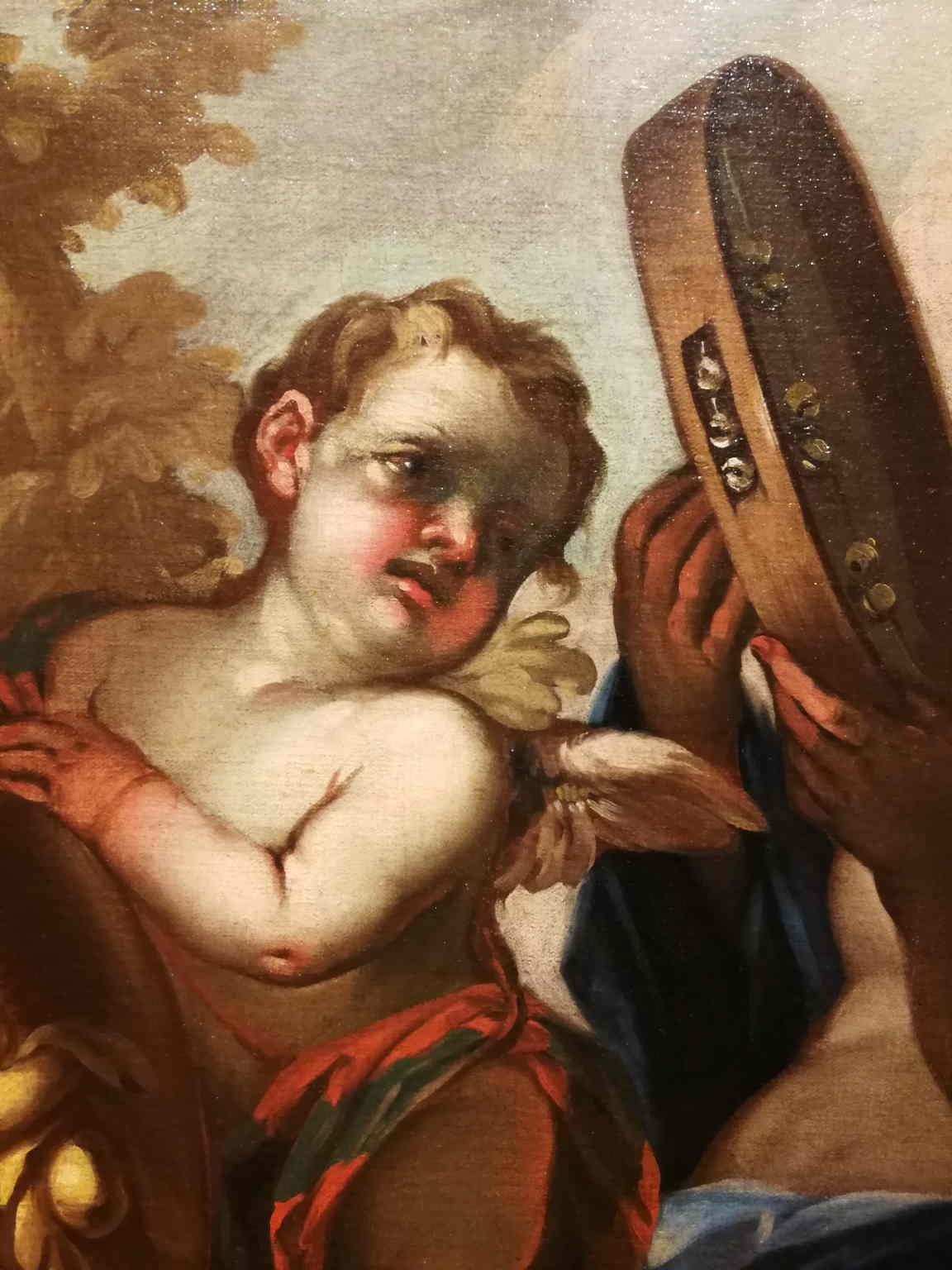 Pintura barroca veneciana del siglo XVII con tema mitológico óleo sobre lienzo en venta 3