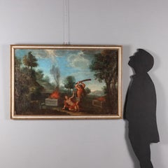 Cain and Abel Oil Painting, Italian, Late 17th Century, Framed