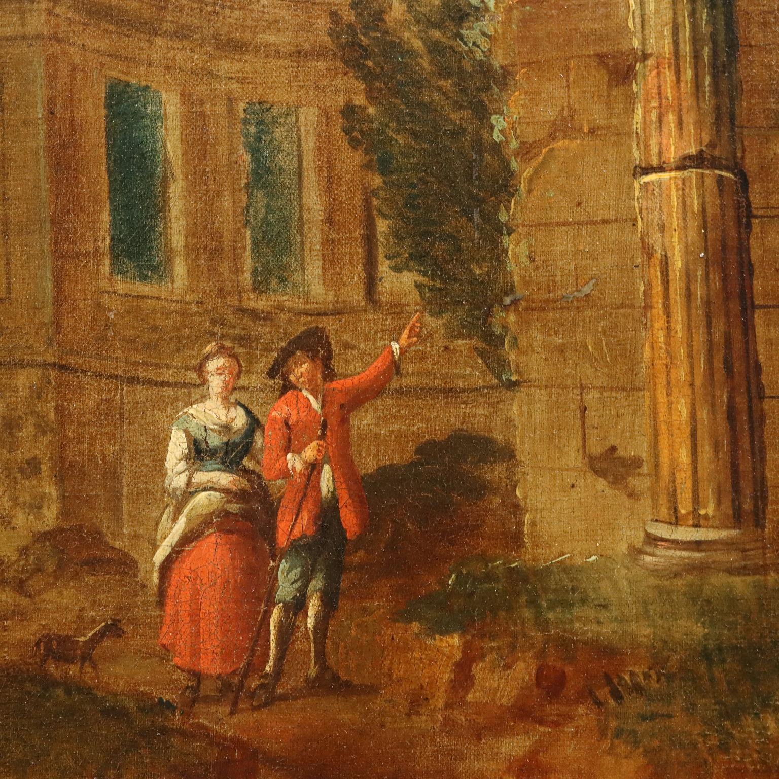 Dipinto Capriccio Architettonico con Figure XVIII secolo im Angebot 1