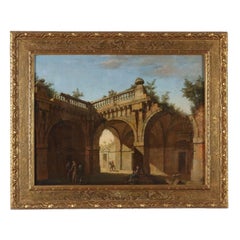 Pintura Capriccio arquitectónico con figuras  Siglo XVIII