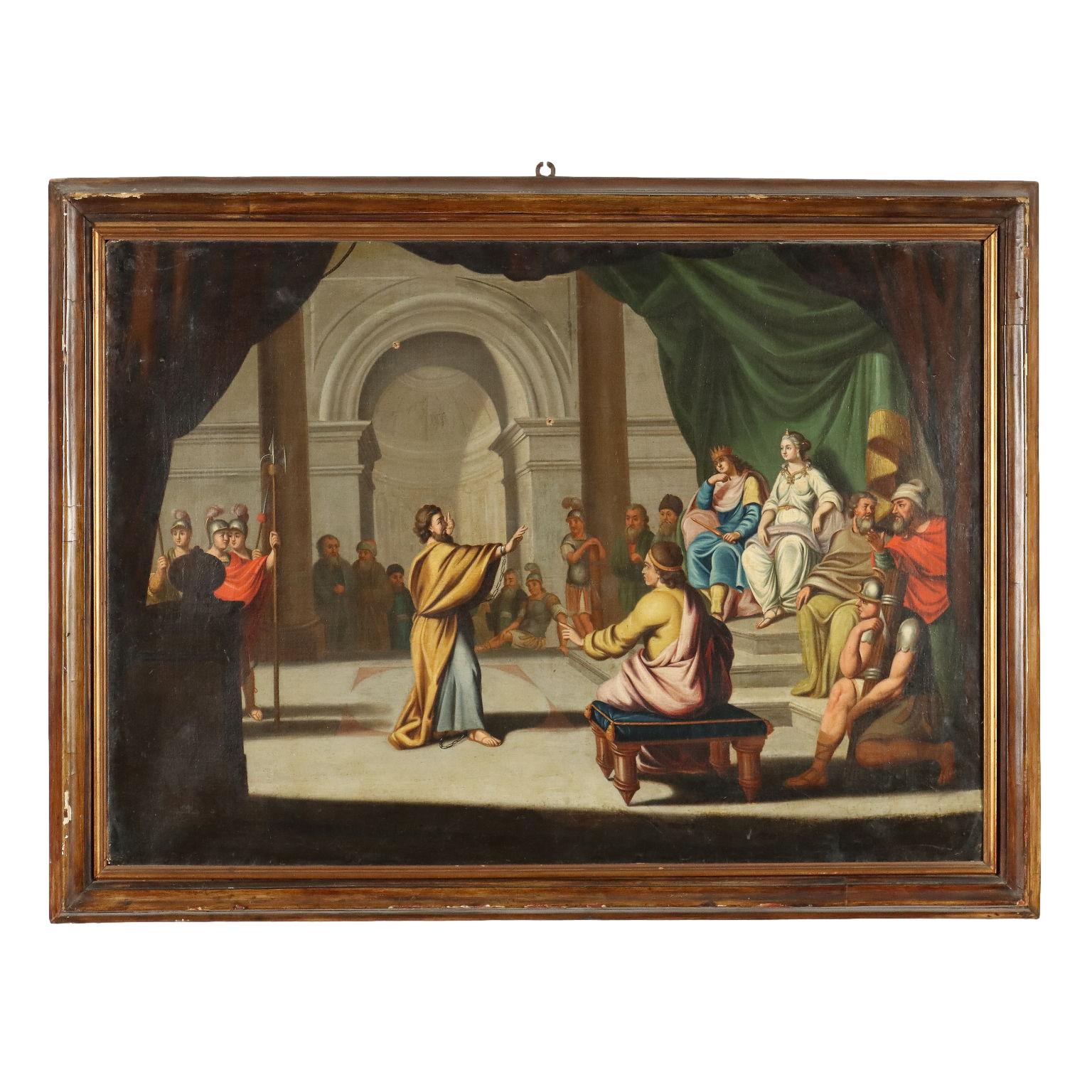 Unknown Figurative Painting - Carataco painting in front of Emperor Claudius 18th century