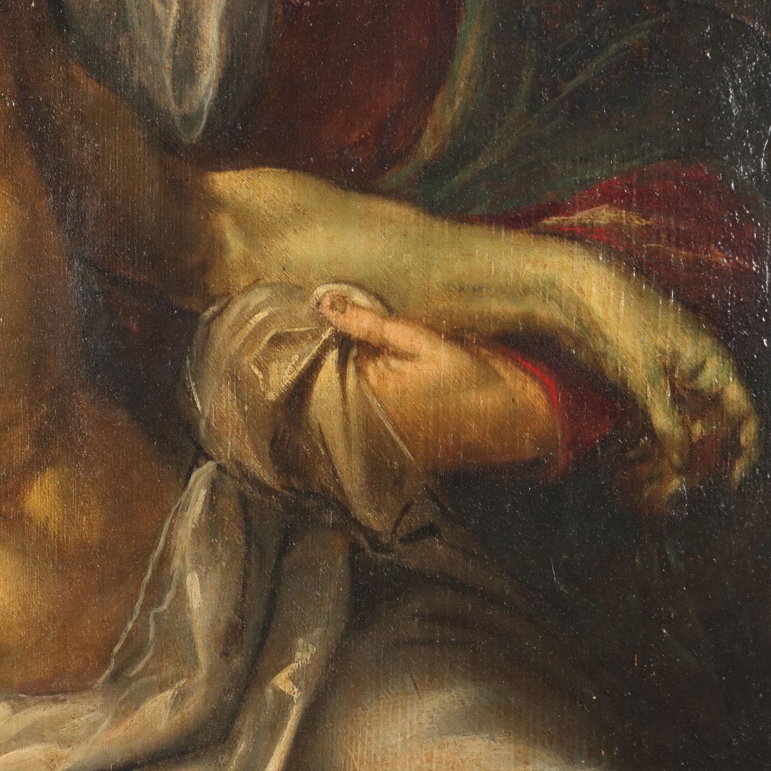Dipinto Compianto su Cristo morto XIX secolo - Figurative Painting Black di Unknown