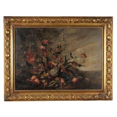 Vintage Painting with floral composition 20th century