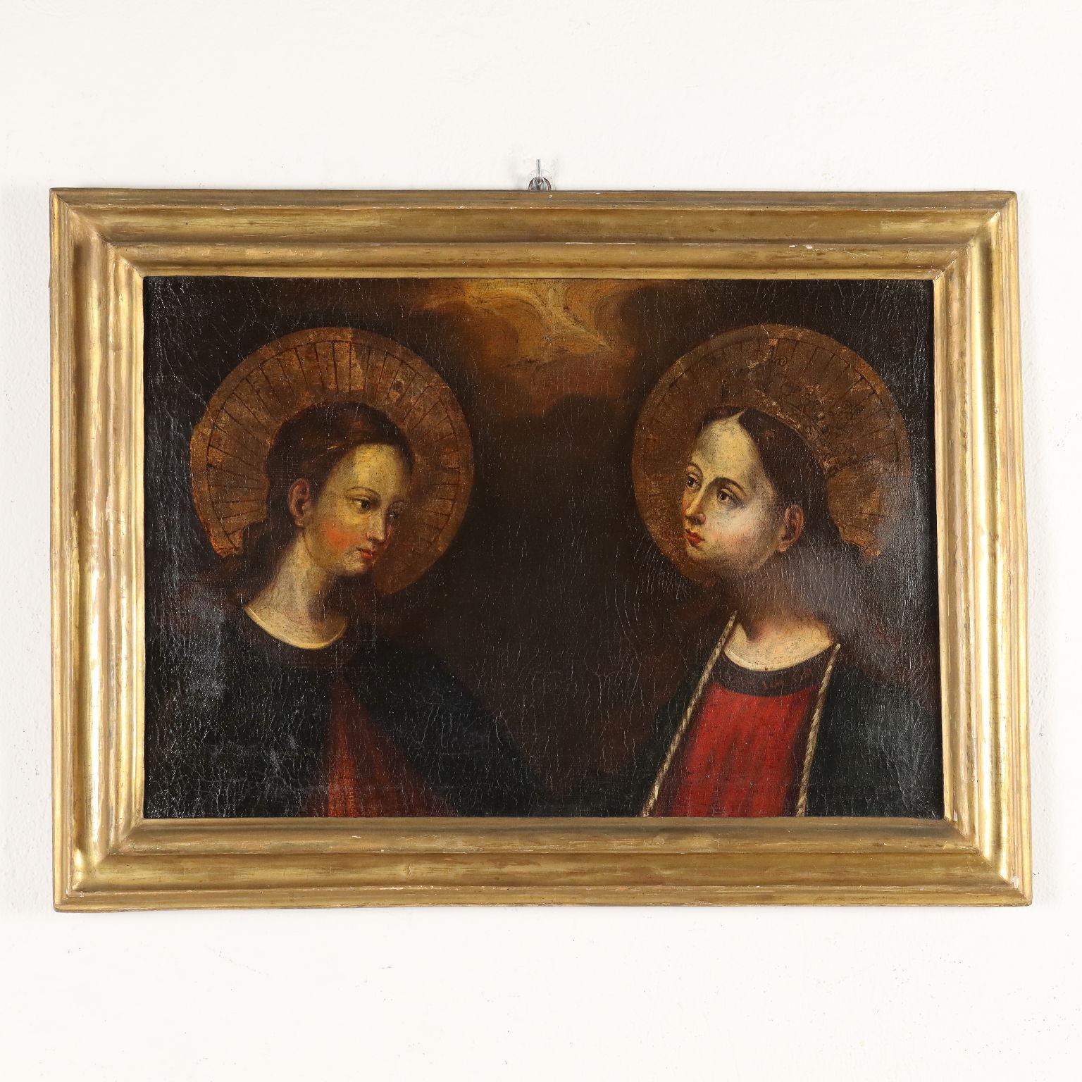 Unknown Figurative Painting - Painting with Two Saints, 17th century