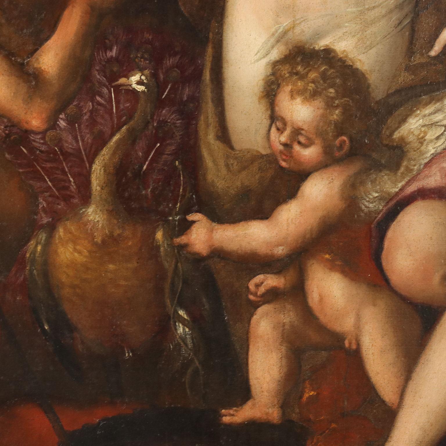 Dipinto con Il Giudizio di Paride, Attribuito a Domenico Lupini 1500s 1600s For Sale 1