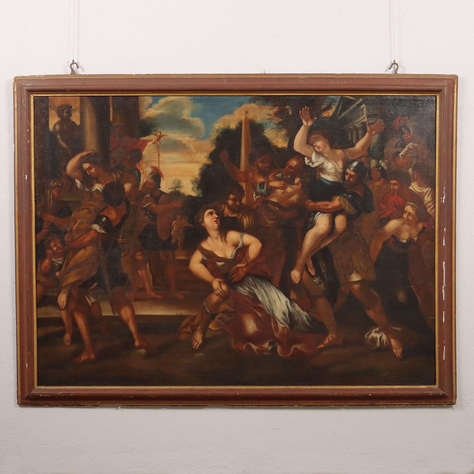 Peinture avec Le viol des Sabines, 17e siècle - Painting de Unknown