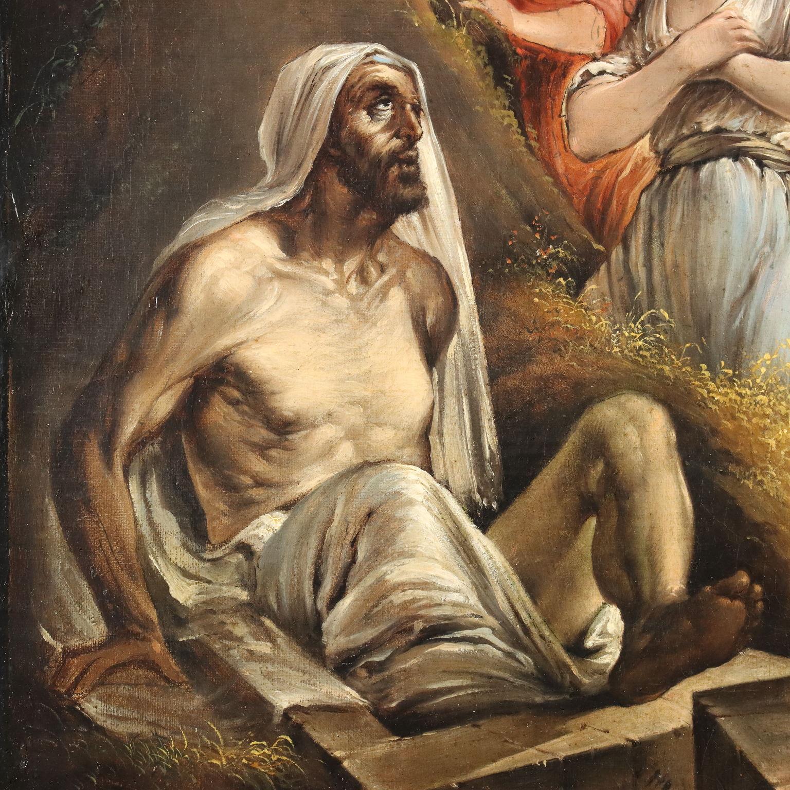 Dipinto con La Resurrezione di Lazzaro metà XIX secolo - Other Art Style Painting by Unknown