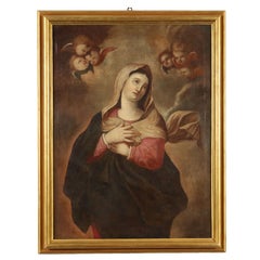 Antique Dipinto con Madonna ed Angeli