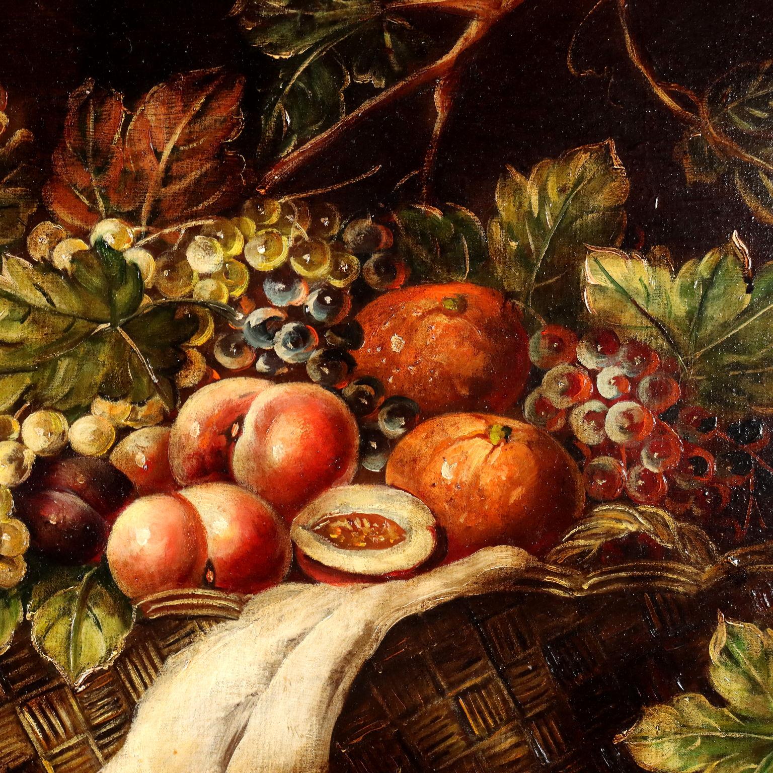 Dipinto con Natura morta con Frutta e Vasellame, XX secolo For Sale 3