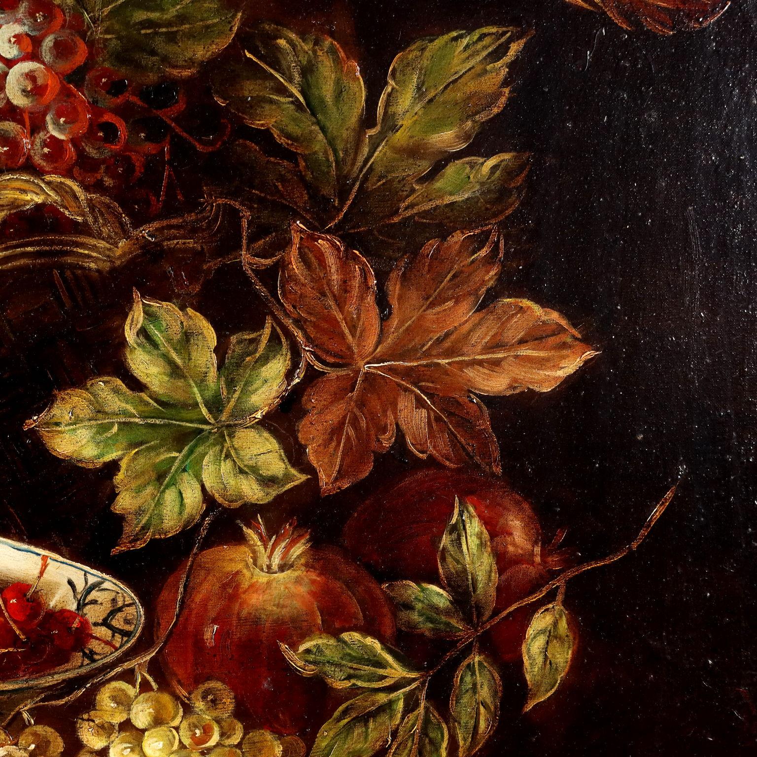 Dipinto con Natura morta con Frutta e Vasellame, XX secolo For Sale 5