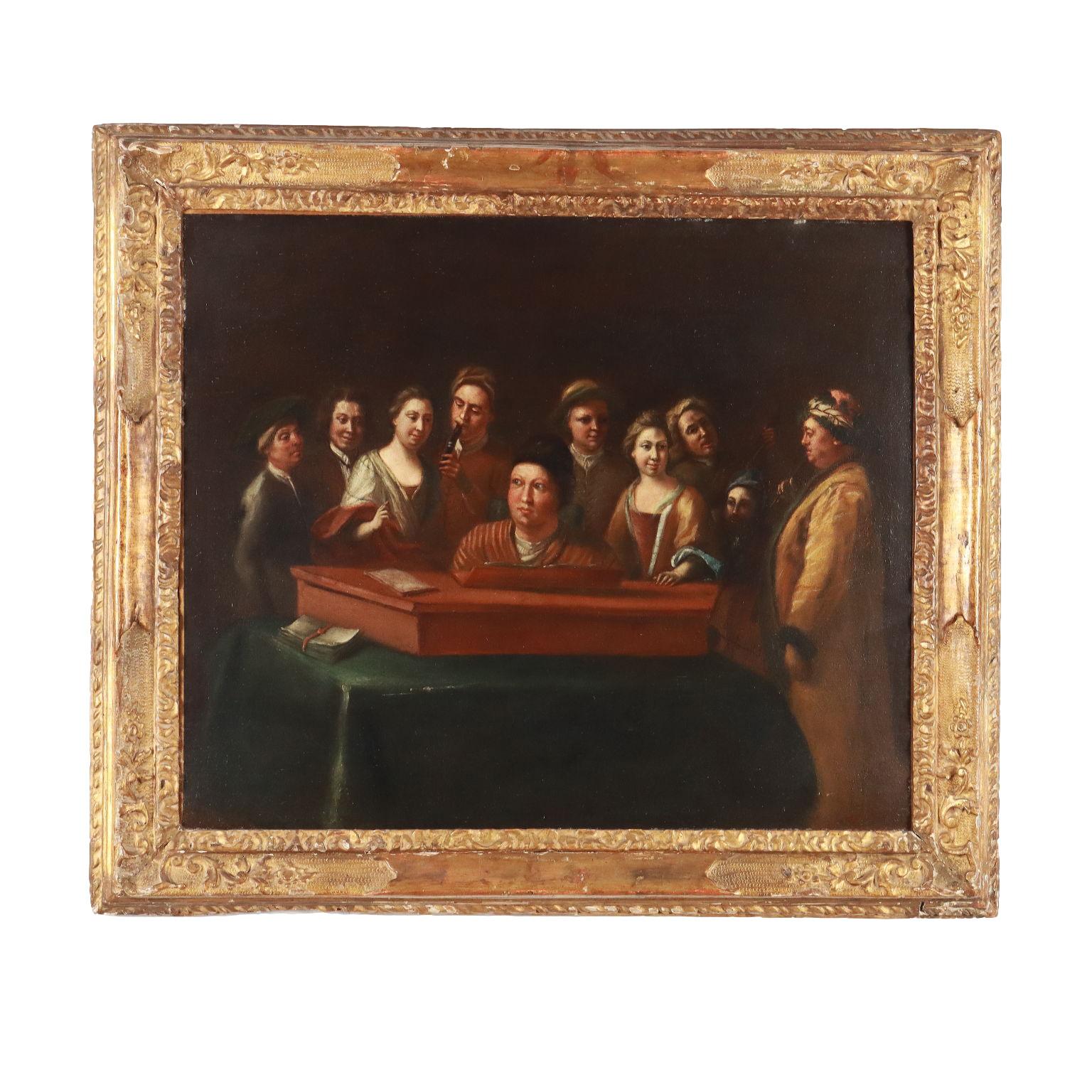 Unknown Figurative Painting - Painting with Concert Scene, 18th century