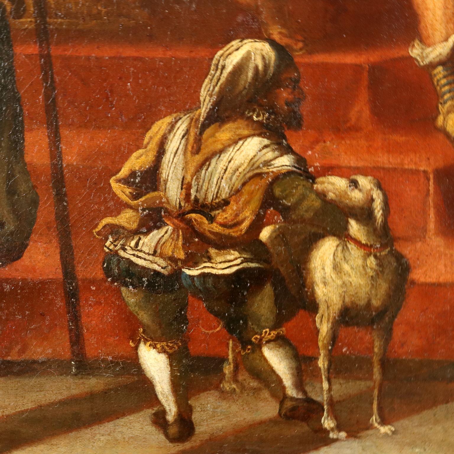 Pintura con escena de episodio histórico, 1600-1700 en venta 2