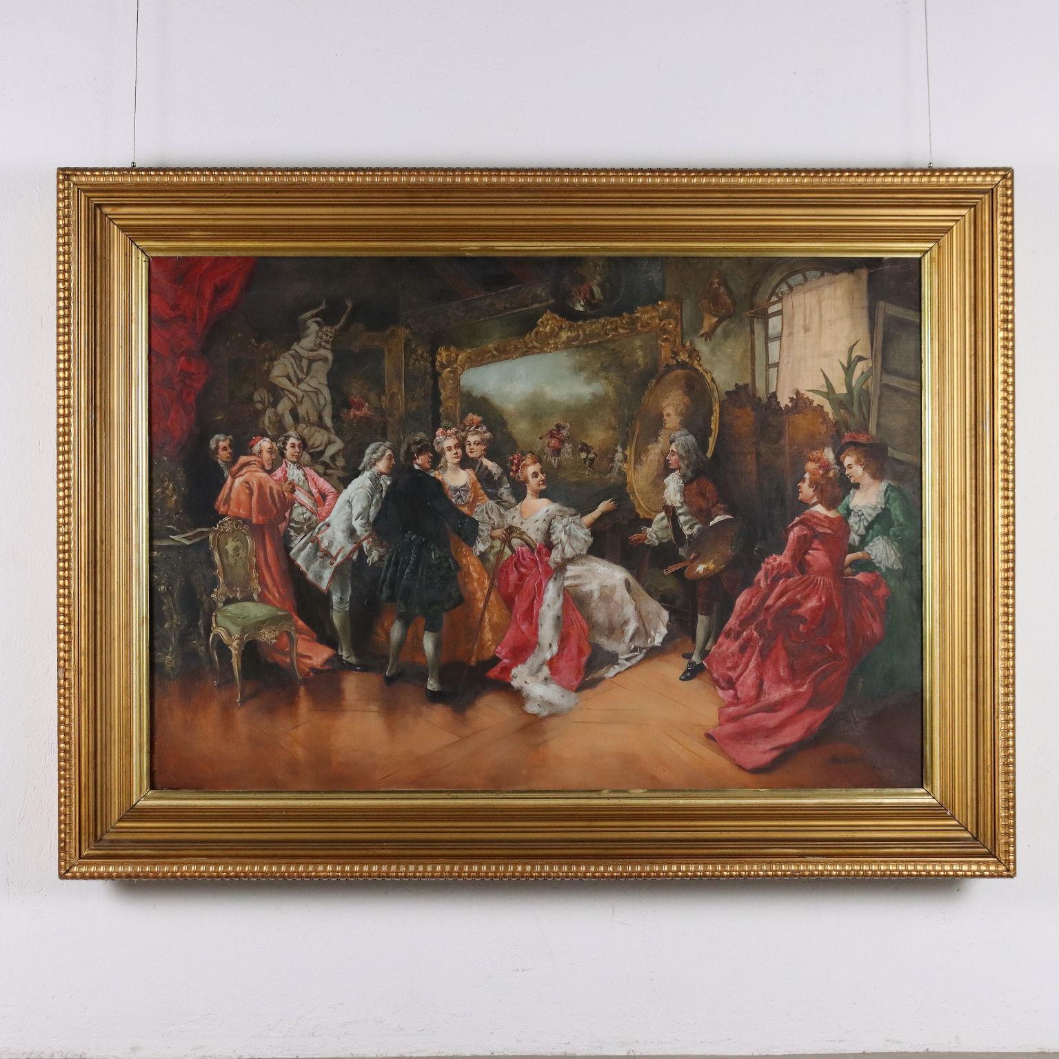 Dipinto con Scena di Genere, Il Ritratto della Regina, XX sec. - Painting by Unknown