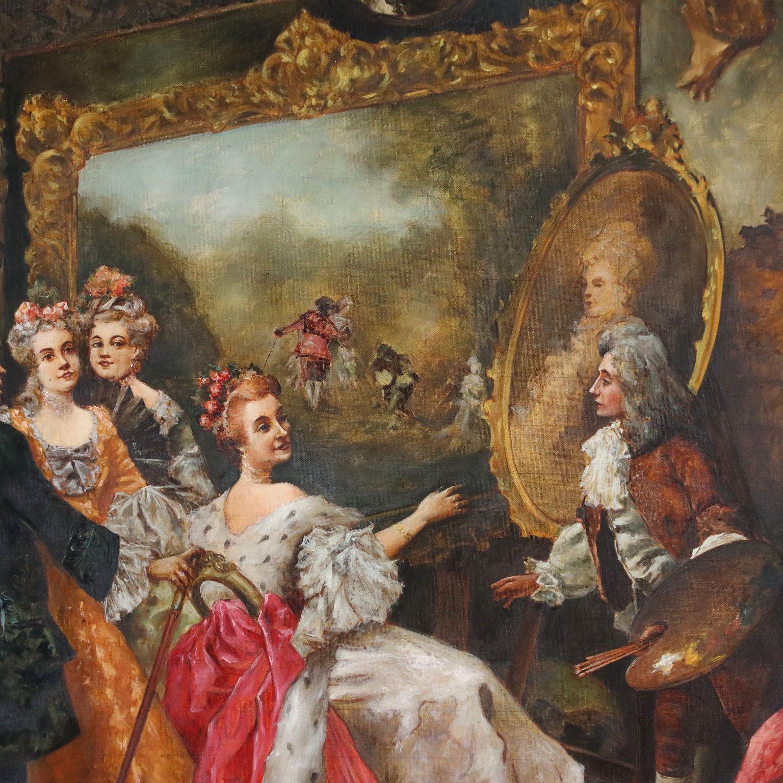 Unknown Figurative Painting – Gemälde mit Geschlechtsszene, Das Porträt der Königin, 20. Jahrhundert.