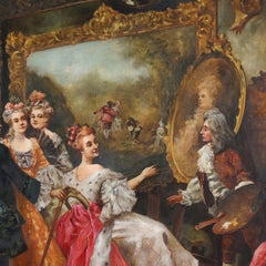 Peinture avec scène de genre, Le portrait de la reine, 20e siècle.