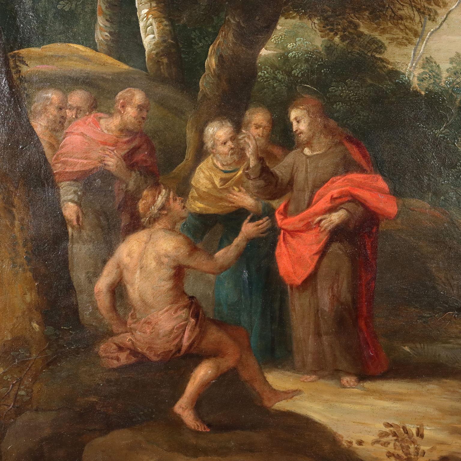 Painting with a Healing Scene 17th Century For Sale 1