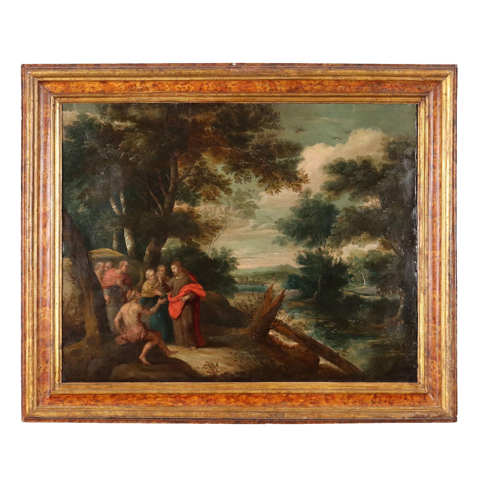 Unknown Figurative Painting - Painting with a Healing Scene 17th Century