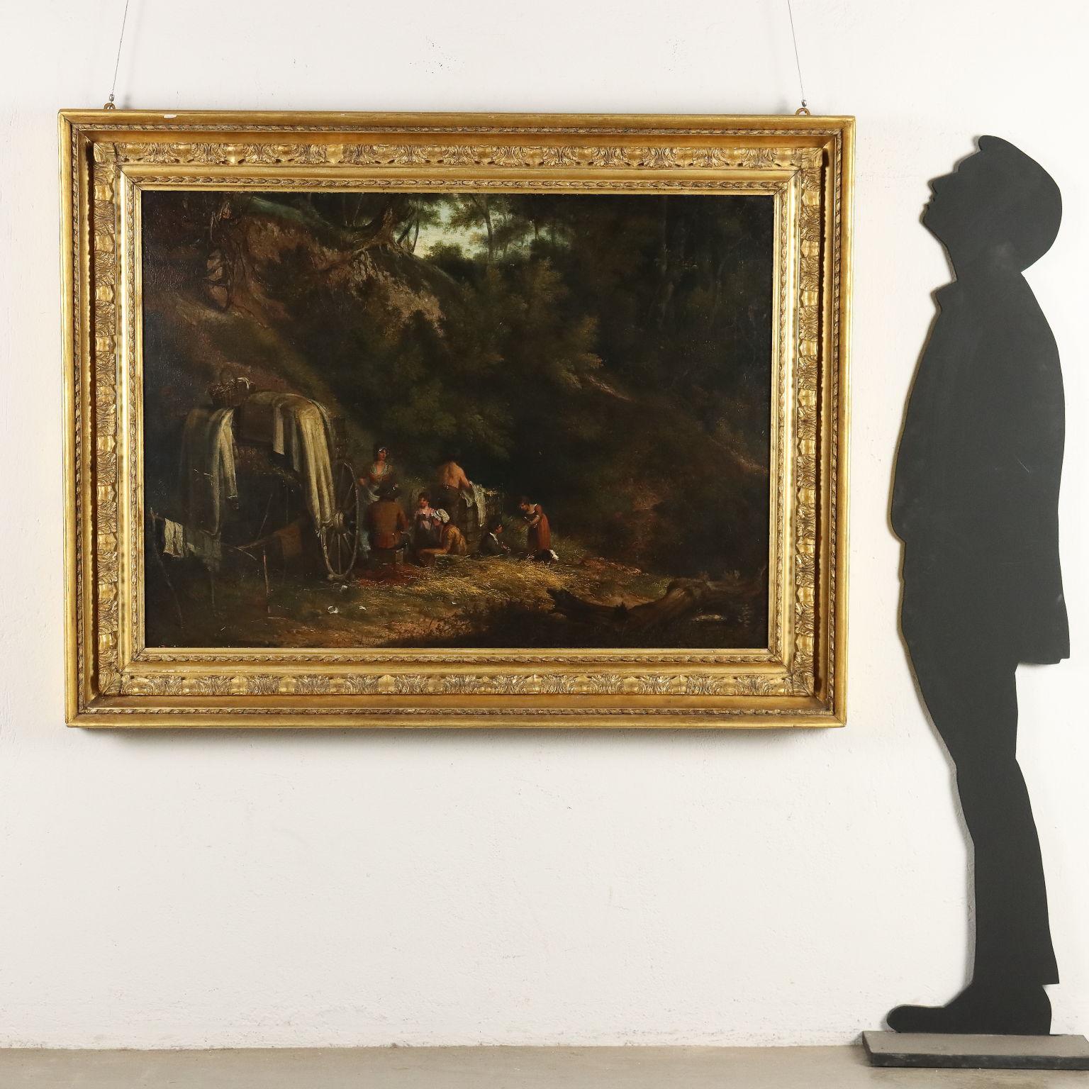 Dipinto con Scena di Sosta nel Bosco 1800s - Painting by Unknown