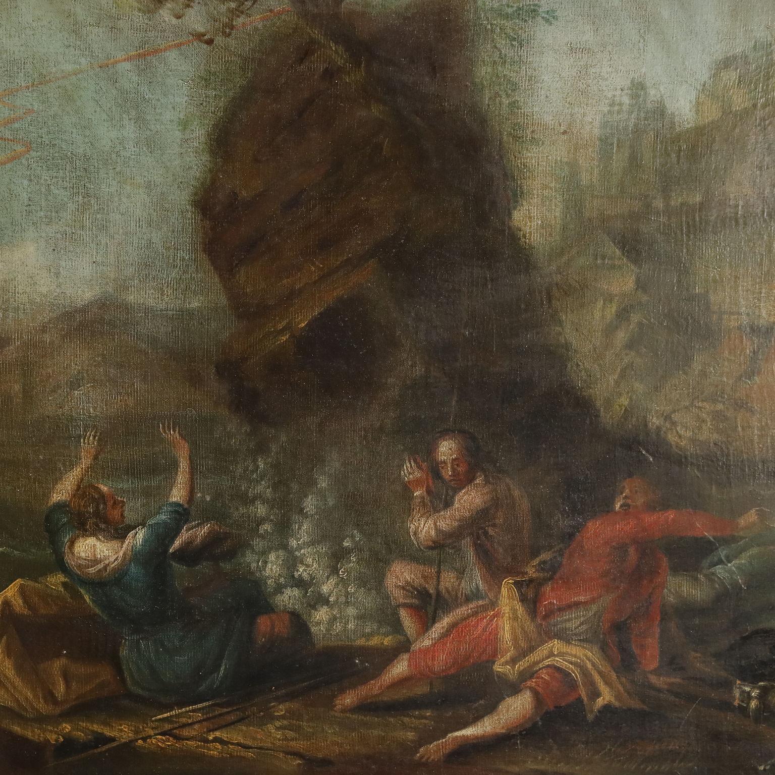 Peinture avec une scène de tempête seconde moitié du 18e siècle - Marron Landscape Painting par Unknown