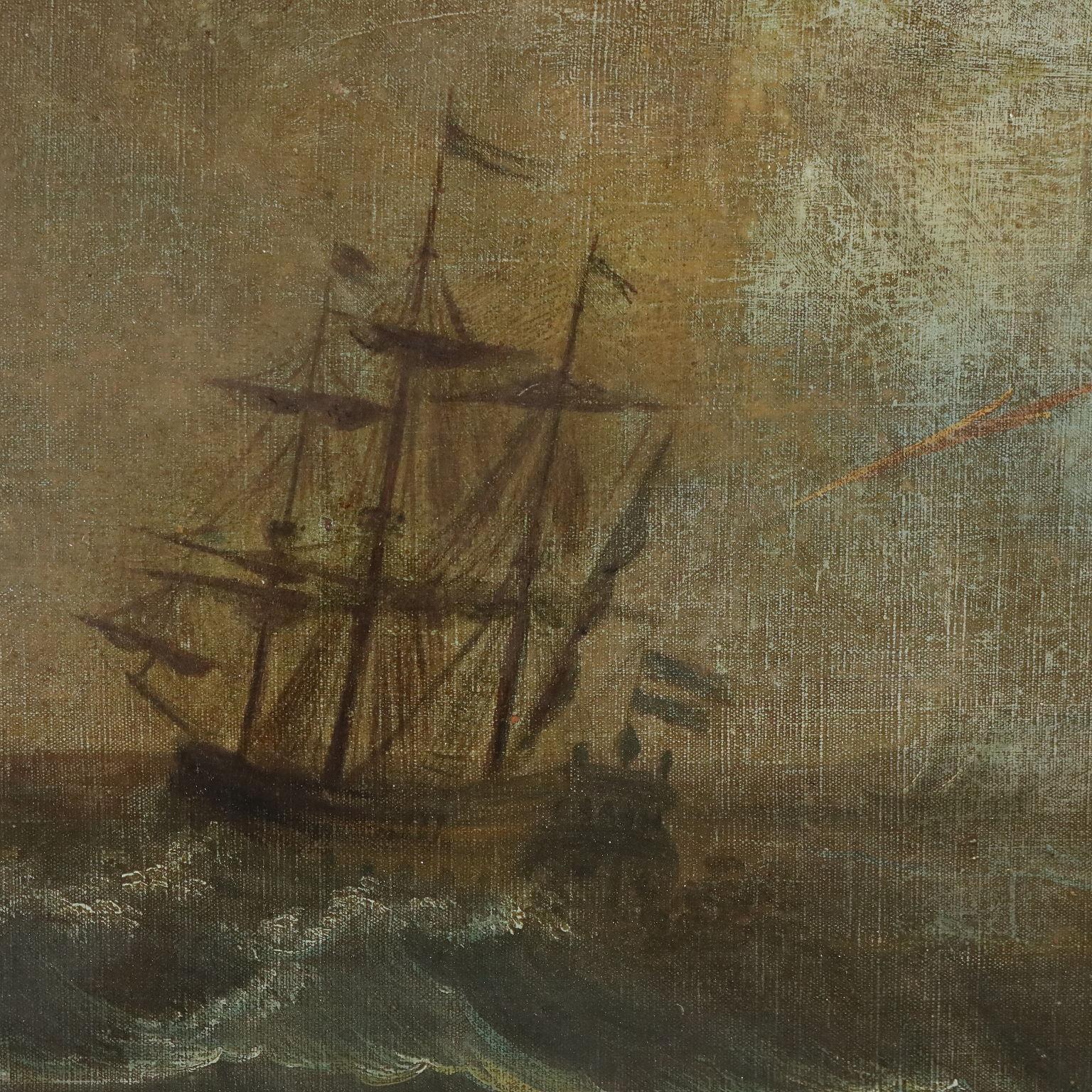 Peinture avec une scène de tempête seconde moitié du 18e siècle en vente 1
