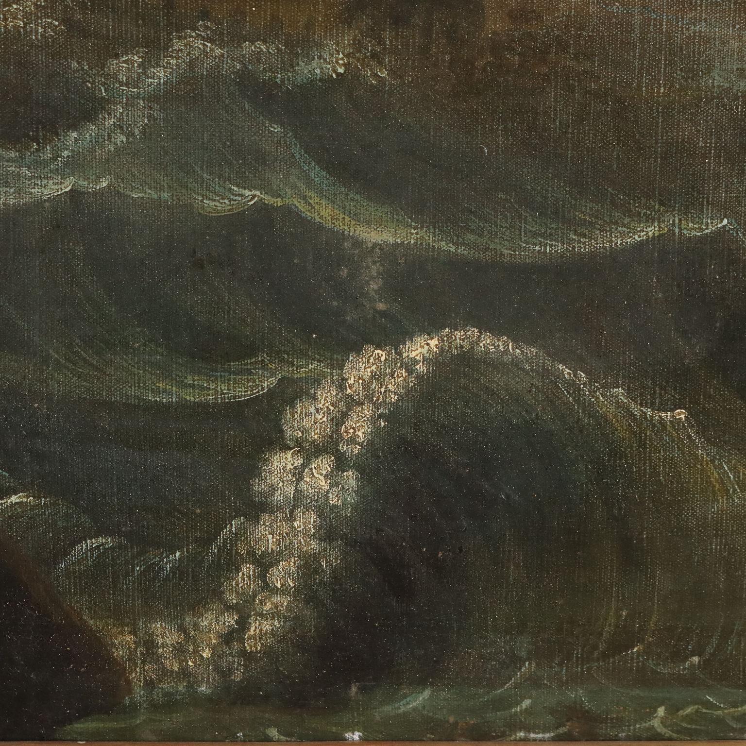 Peinture avec une scène de tempête seconde moitié du 18e siècle en vente 3
