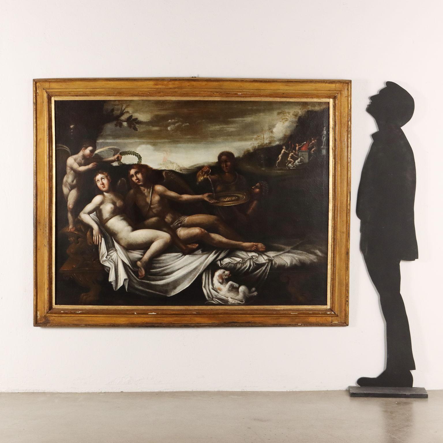 Pintura con escena mitológica Amor y Psique Siglo XVIII - Painting de Unknown