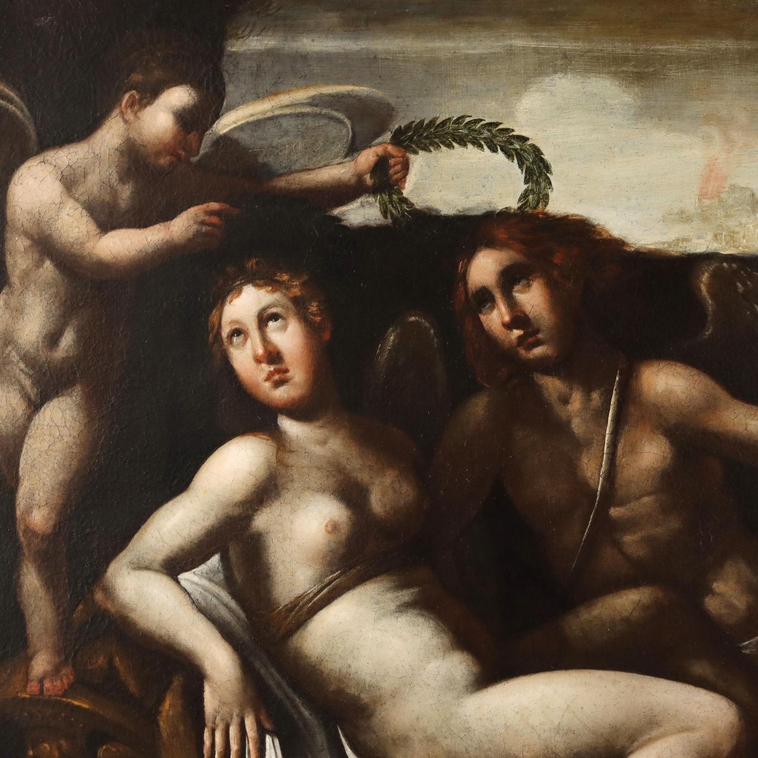 Pintura con escena mitológica Amor y Psique Siglo XVIII - Painting Otro estilo de arte de Unknown
