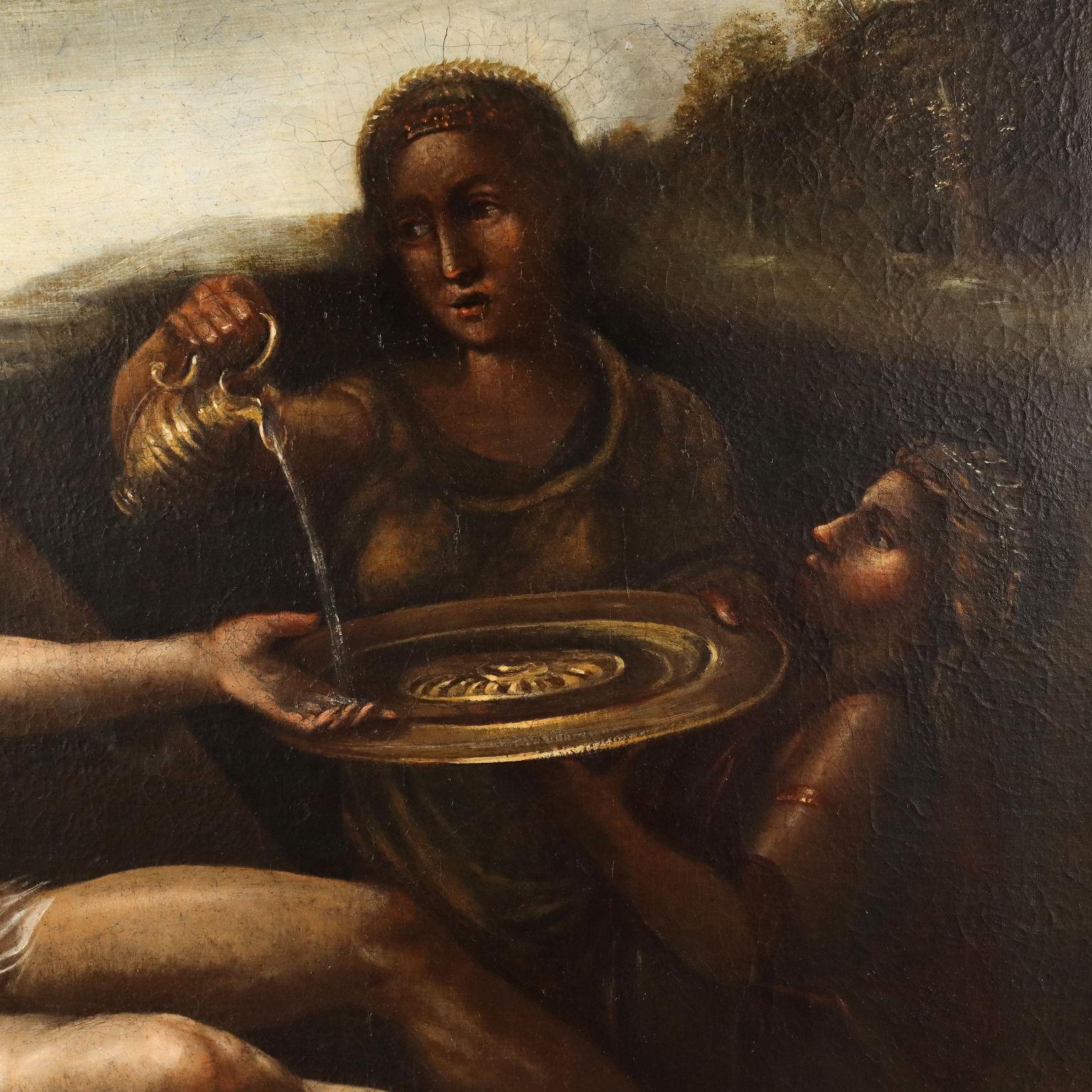 Pintura con escena mitológica Amor y Psique Siglo XVIII en venta 1